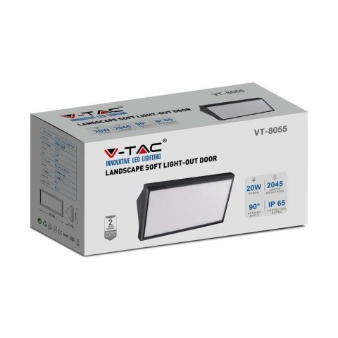 Oprawa ścienna V-TAC 20W LED ukośna czarna IP65 VT-8055 3000K 2045lm
