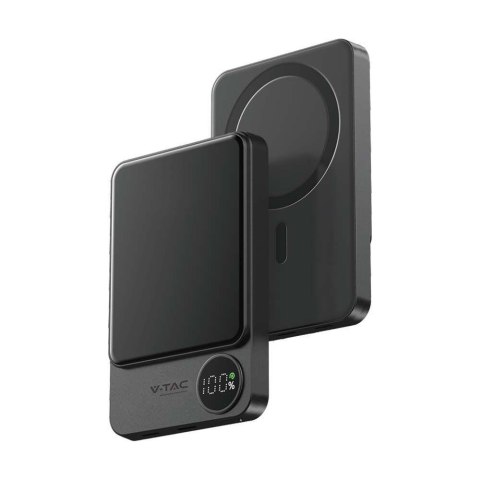 Power bank V-TAC 10000mAh szary magnetyczny 9mm aluminium lightning LCD szybki 20W V-TAC VT-100011-SG