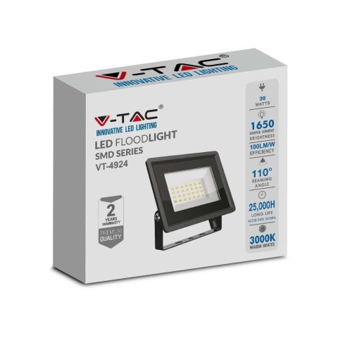Projektor LED V-TAC 20W SMD F-class czarny VT-4924-B 4000K 1650lm