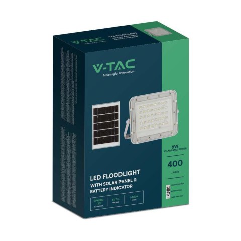 Projektor LED solarny V-TAC 6W pilot auto timer IP65 biały VT-40W-W 4000K 400lm