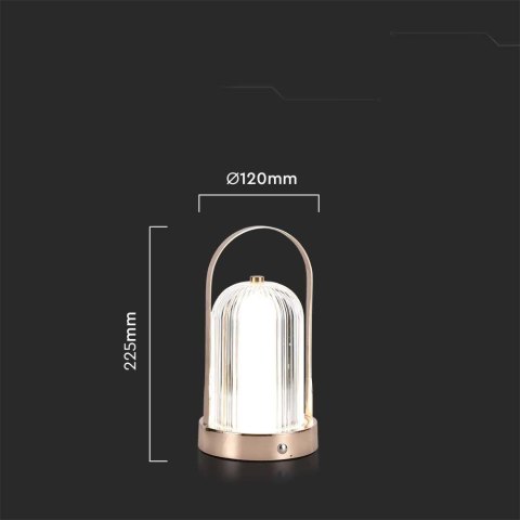 Lampka biurkowa nocna V-TAC 1W LED 22cm ładowanie USB ściemnianie złota VT-1057 3000K-6000K 55lm