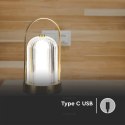 Lampka biurkowa nocna V-TAC 1W LED 22cm ładowanie USB ściemnianie złota VT-1057 3000K-6000K 55lm