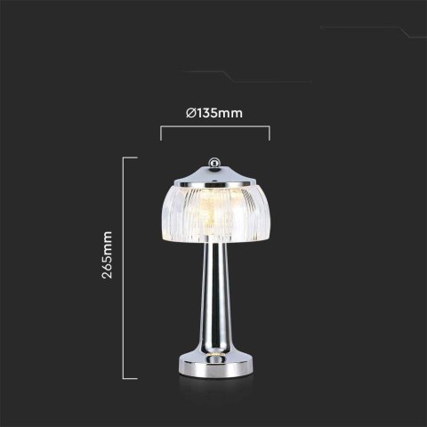 Lampka biurkowa nocna V-TAC 1W LED 26cm ładowanie USB ściemnianie chrom VT-1048 3000K-6000K 55lm