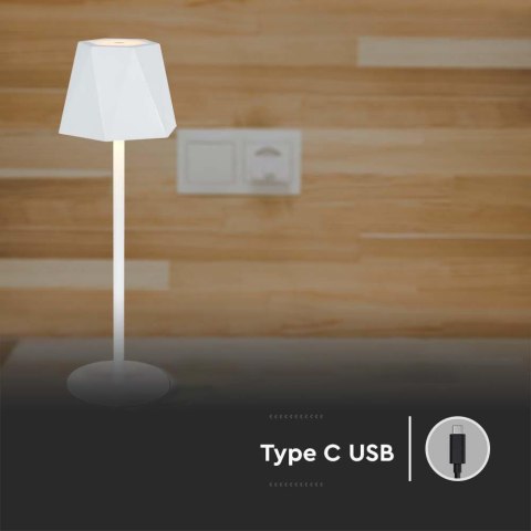 Lampka biurkowa nocna V-TAC 4W LED 37cm ładowanie USB ściemnianie biała VT-1034 3000K-6000k 150lm