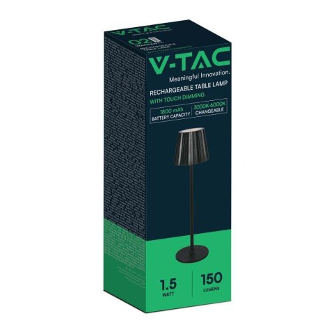 Lampka biurkowa nocna V-TAC 4W LED 37cm ładowanie USB ściemnianie czarna VT-1028 3000K-6000K 150lm