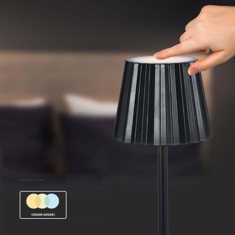 Lampka biurkowa nocna V-TAC 4W LED 37cm ładowanie USB ściemnianie czarna VT-1028 3000K-6000K 150lm