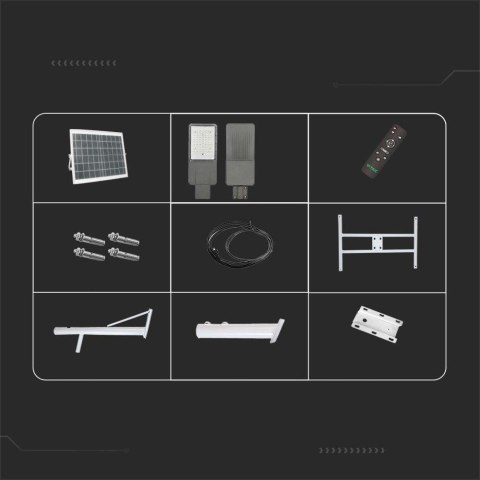 Naświetlacz oprawa uliczna LED solarna V-TAC BRIDGELUX CHIP IP65 pilot LiFePO4 panel 60W VT-15200ST 6500K 3000lm