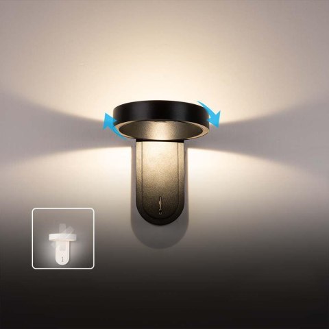 Oprawa ścienna V-TAC 5W kinkiet czarny IP65 VT-1180 3000K+4000K 600lm