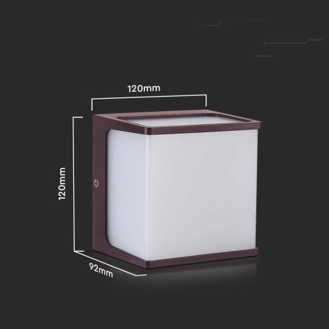 Oprawa ścienna ogrodowa V-TAC 8W LED IP65 120x120 brązowa VT-708 4000K 800lm