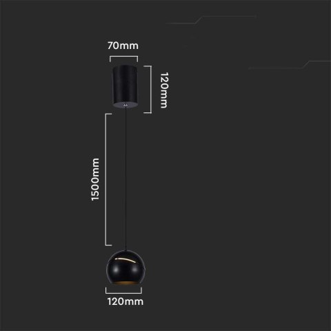 Oprawa zwieszana V-TAC LED 8,5W 120cm czarna VT-7796 3000K 850lm