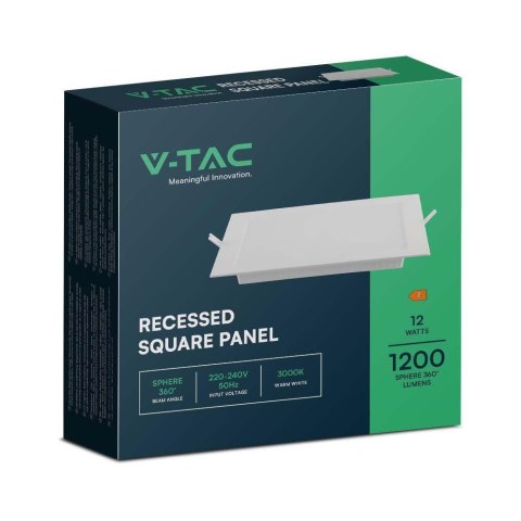 Panel LED V-TAC wpuszczany premium downlight 12W kwadrat 170x170 VT-61012 4000K 1200lm