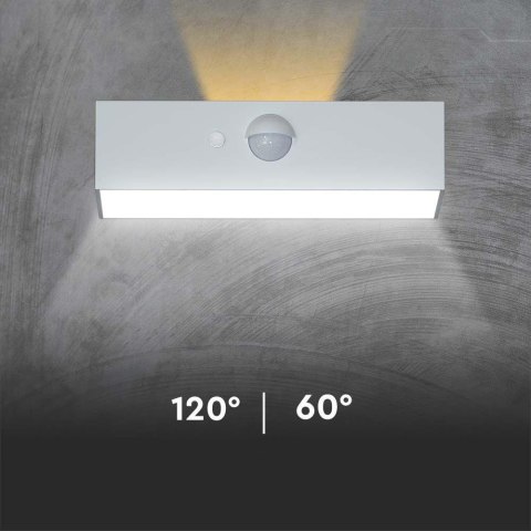 Kinkiet ogrodowy ścienny solarny V-TAC 3W CCT czujnik ruchu biały VT-403 3000K-4000K 350lm