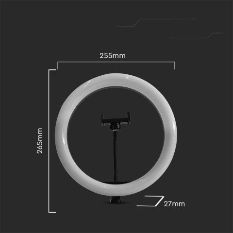 Lampa pierścieniowa LED ring V-TAC 10W fi255mm statyw pilot VT-45010 3200K-5500K 550lm