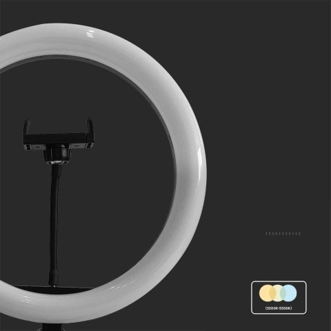 Lampa pierścieniowa LED ring V-TAC 10W fi255mm statyw pilot VT-45010 3200K-5500K 550lm