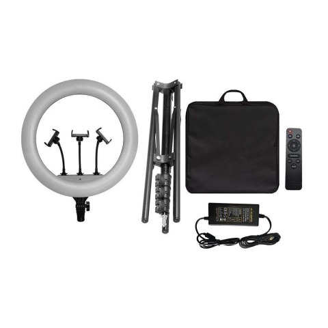 Lampa pierścieniowa LED ring na 3 telefony V-TAC 55W fi44cm statyw pilot etui VT-45055 3200K-5500K 6000lm