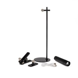 Lampka biurkowa V-TAC 4w1 37cm kinkiet klips latarka 3W LED czarna VT-7413 4000K 300lm