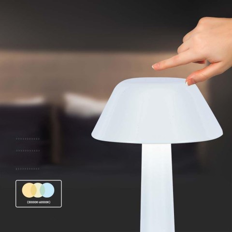 Lampka biurkowa nocna V-TAC 2W LED 23cm ładowanie USB CCT ściemnianie biała VT-7566 3000K-6000K 40lm