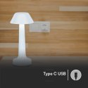 Lampka biurkowa nocna V-TAC 2W LED 23cm ładowanie USB CCT ściemnianie biała VT-7566 3000K-6000K 40lm