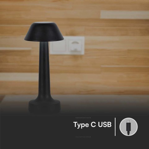 Lampka biurkowa nocna V-TAC 2W LED 23cm ładowanie USB CCT ściemnianie czarna VT-7566 3000K-6000K 40lm