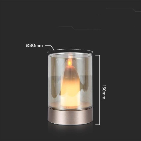 Lampka nocna światło świecy V-TAC 3W LED ładowanie USB ściemnianie złota VT-7564 3000K 110lm