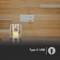 Lampka nocna światło świecy V-TAC 3W LED ładowanie USB ściemnianie złota VT-7564 3000K 110lm