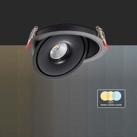 Oprawa V-TAC LED uchylny downlight 20W LED COB CRI90+CCT czarna VT-2520 3000K-4000K-6400K 1408lm