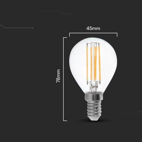 Żarówka LED V-TAC 6W filament E14 kulka P45 VT-2466 6500K 600lm