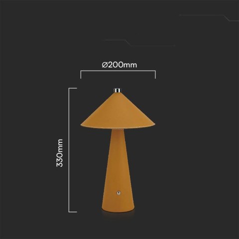 Lampka biurkowa nocna V-TAC 3W LED 33cm CCT ładowanie USB-C ściemnianie żółta skóra VT-10117-Y 3000K-6000K 240lm