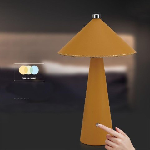Lampka biurkowa nocna V-TAC 3W LED 33cm CCT ładowanie USB-C ściemnianie żółta skóra VT-10117-Y 3000K-6000K 240lm