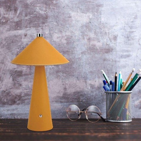 Lampka biurkowa nocna V-TAC 3W LED 33cm CCT ładowanie USB-C ściemnianie żółta skóra VT-10117-Y 3000K-6000K 240lm