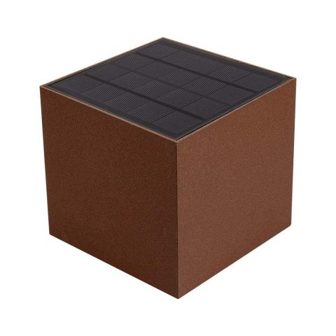 Oprawa ścienna solarna V-TAC 9W LED COB regulowana brąz corten kostka 15x15cm IP65 VT-11109 4000K 860lm
