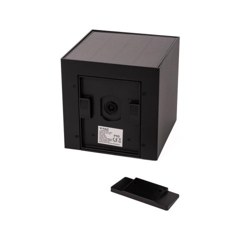 Oprawa ścienna solarna V-TAC 9W LED COB regulowana czarna kostka 15x15cm IP65 VT-11109 4000K 860lm