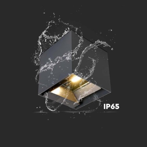 Oprawa ścienna solarna V-TAC 9W LED COB regulowana czarna kostka 15x15cm IP65 VT-11109 4000K 860lm