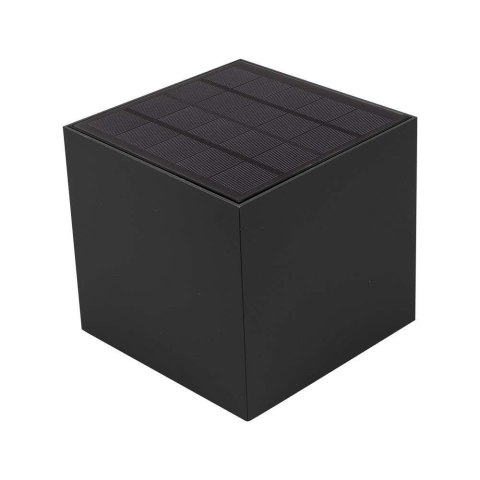 Oprawa ścienna solarna V-TAC 9W LED COB regulowana czarna kostka 15x15cm IP65 VT-11109 4000K 860lm