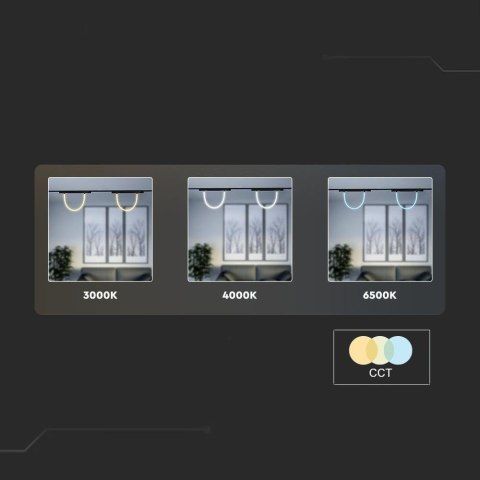 Oprawa szynosystem magnetyczny 48V V-TAC 11W LED CCT 30st smart 100cm WI-FI tracklight czarna VT-42112 2700K-6400K 1270lm 3 lata