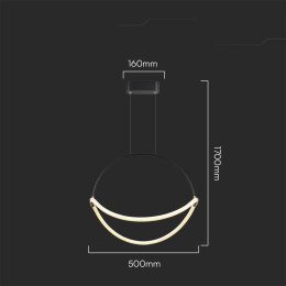 Oprawa zwieszana V-TAC 16W LED 50cm czarna VT-10125 3000K 1920lm