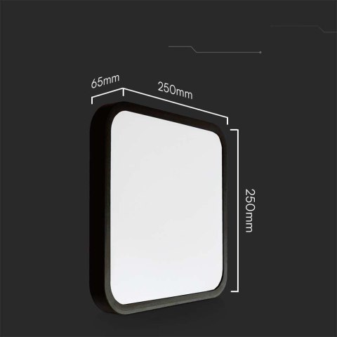 Plafon V-TAC 18W LED kwadrat 25x25cm natynkowy IP44 czarny VT-8618B 6500K 1830lm