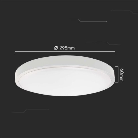 Plafon V-TAC 24W LED SAMSUNG CHIP okrągły 29cm natynkowy IP44 biały VT-8624 4000K 2500lm 5 lat gwarancji