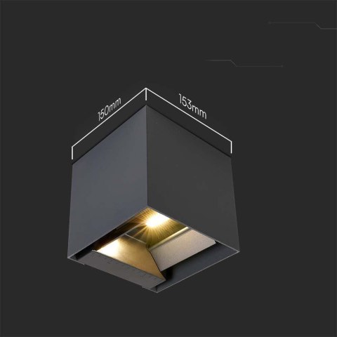 Oprawa ścienna solarna V-TAC 9W LED COB czarna kostka 15x15cm IP65 czujnik ruchu VT-409CCT 3000K-4000K-5000K 800lm