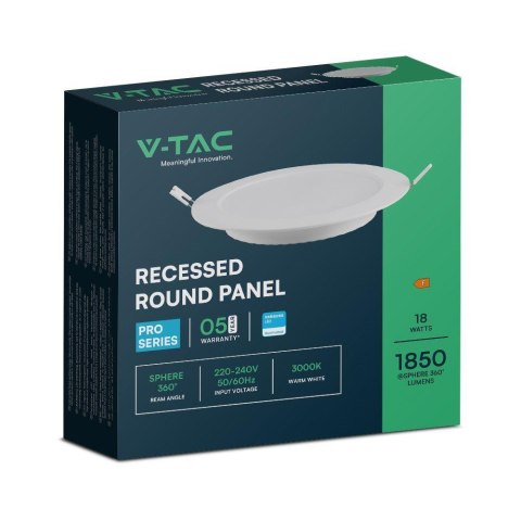 Panel wpuszczany V-TAC 18W LED SAMSUNG CHIP okrągły 220x28mm VT-61018RD-S 4000K 1980lm 5 lat gwarancji