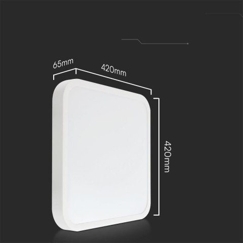 Plafon V-TAC 36W LED SAMSUNG CHIP kwadrat 42x42cm natynkowy pilot czujnik ruchu IP44 biały VT-8630S 4000K 3820lm 5 lat gwarancji