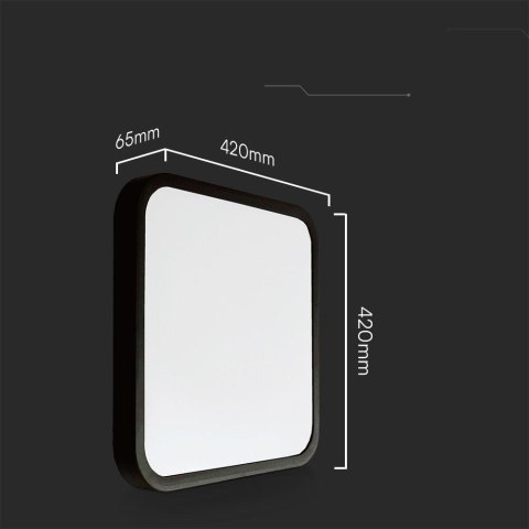 Plafon V-TAC 36W LED SAMSUNG CHIP kwadrat 42x42cm natynkowy pilot czujnik ruchu IP44 czarny VT-8630S 4000K 3820lm 5 lat gwarancj