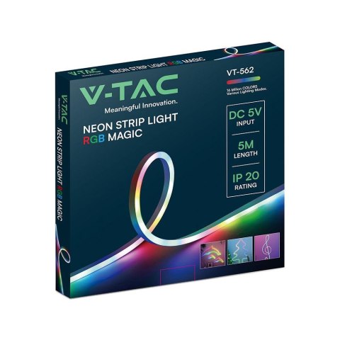 Neon flex V-TAC 5mb Sterownik USB Magic RGB DC 5V VT-562 RGB 3 lata gwarancji