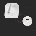 Oprawa LED V-TAC 8W COB CREE kinkiet biały hotel łóżko USB+USB C włącznik VT-80068-W 3000K 830lm 2 Lata gwarancji
