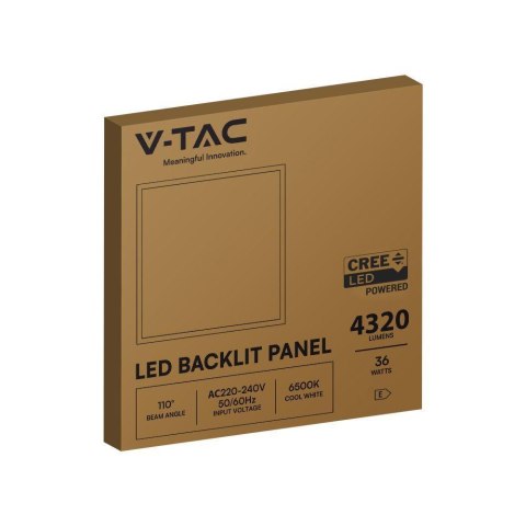 Panel LED V-TAC 36W 600x600 LED CREE CHIP zasilacz LIFUD backlight 33mm 120Lm/W VT-61036 6500K 4320lm 6 lat gwarancji