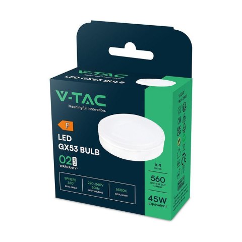 Żarówka LED V-TAC 6.4W GX53 VT-207-N 6500K 560lm