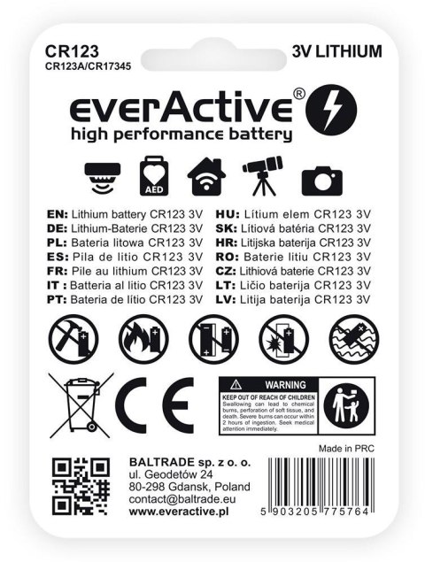 Bateria CR123 everActive (blister 1 szt.)