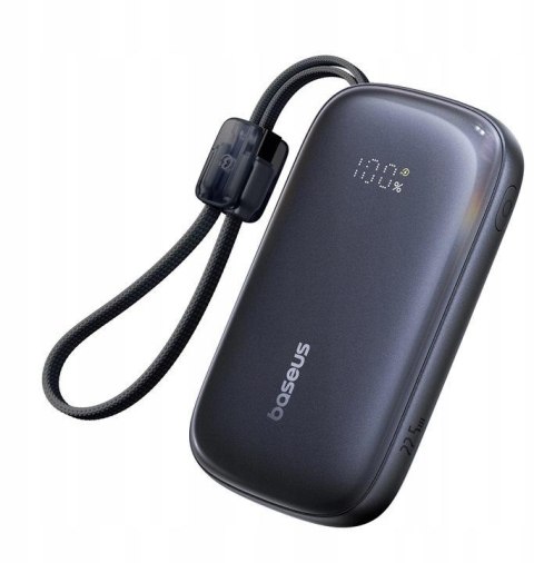 Powerbank Baseus EnerFill FC21 10000 mAh 22,5 W USB-A USB-C czarny z odłączanym kablem Lightning