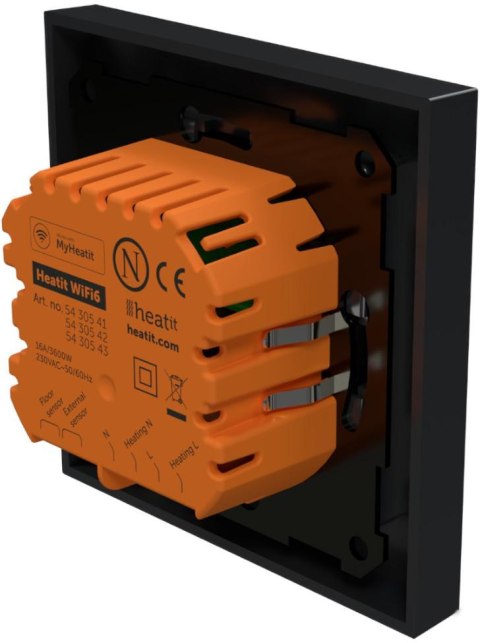 Termostat Heatit WiFi6 Black Matt Wi-Fi Thermostat 3600W 16A