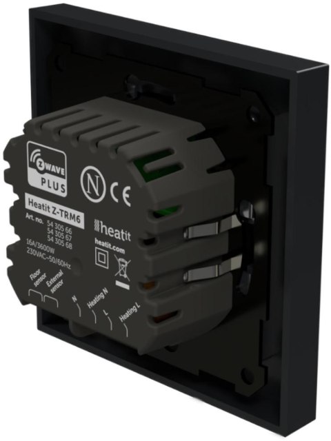 Termostat Heatit Z-TRM6 Black Matt Z-Wave Thermostat 3600W 16A 868,4 Mhz